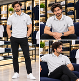 BRNLO CNELLI TIPPED COLLAR CREST EMBROIDERED POLO T-SHIRT