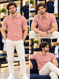LOR PIANA TIPPED COLLAR CREST EMBROIDERED POLO T-SHIRT