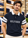 TMY CONTRAST COLLAR SLEEVE STRIPE RUGBY POLO T-SHIRT