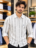 C-K SLIM FIT MONOGRAM VERTICAL STRIPE CASUAL OG SHIRT