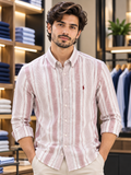 RLP CLASSIC FIT STRIPED LINEN CASUAL STRIPE SHIRTS