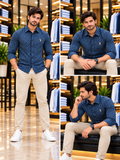 USP A REGULAR FIT GEOMETRIC FAN PRINT CASUAL OG SHIRT