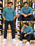 USP A REGULAR FIT TEXTURED WAFFLE CASUAL OG SHIRT