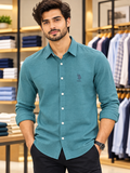 USP A REGULAR FIT TEXTURED WAFFLE CASUAL OG SHIRT