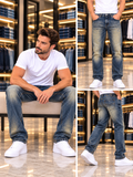 VRSC COUTURE STRAIGHT FIT TINTED VINTAGE WASH EMBROIDERED JEANS
