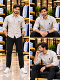 USP A REGULAR FIT STRIPED LINEN-COTTON CASUAL OG SHIRT