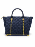 CHANEL LARGE QUILTED DENIM TOTE LADIES BAG