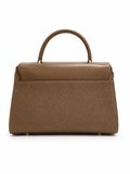 ZRA TAN TOP-HANDLE SATCHEL BAG WITH GOLD MONOGRAM HARDWARE LADIES SLING BAG