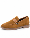CAMEL Men’s Tan Suede Cross-Strap Loafers