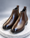 Zara Men’s Dark Brown Leather Side-Zip Ankle Boots