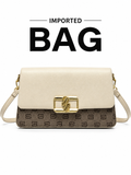 IMPORTED TWO-TONE MONOGRAM CROSSBODY BAG WITH GOLD "S" CLASP LADIES SLING BAG