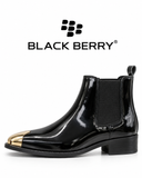 BLAK BERRY Exotic Gaze: Snakeskin Embossed Gold-Tip Boots