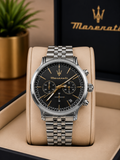 Maserati Silver Stainless Steel Chronograph metal strap original Watch