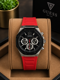GUESS Phoenix Multi-Function Chronograph Watch – Red Silicon Strap original watch
