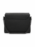 HRMS CHARCOAL PEBBLED LEATHER FLAP LADIES SLING BAG