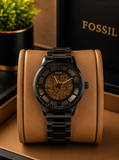 Fossil Townsman Automatic Skeleton Dial Black Stainless Steel metal strap Watch