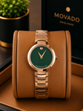 Movado Museum Classic Rose Gold-Tone Green Dial ladies Watch
