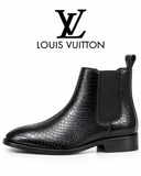 Louis Vuitton Men’s Black Croc-Textured Chelsea Ankle Boots