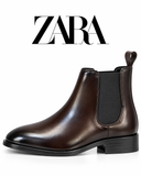 Zara Men’s Black & Brown Leather Chelsea Ankle Boots