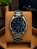 Tommy Hilfiger 44mm Stainless Steel Chronograph metal strap watch