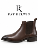 PAT KELWIN Gilded Peak: Snakeskin Embossed Gold-Tip Boots