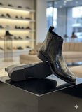 BLAK BERRY CROCO FINISH BOOTS
