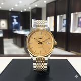 LONGNS GOLD DIAL METAL STRAP WATCH