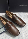 Tommy hilfiger  Polished Brown Leather Horsebit Loafers