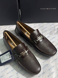 Tommy hilfiger  Dark Espresso Textured Leather Bit Loafers