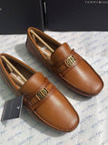 Tommy hilfiger  Premium Tan Pebble-Grain Leather Horsebit Loafers