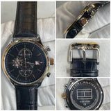 Tommy Hilfiger Men's Chronograph: Brown Leather & Rose Gold leather strap watch