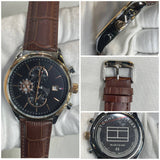 Tommy Hilfiger Men's Chronograph: Brown Leather & Rose Gold leather strap watch