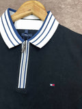TMY REGULAR FIT ZIP PLACKET STRIPED COLLAR POLO T-SHIRT