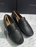 Tommy hilfiger  Premium Black Woven-Texture Horsebit Loafers