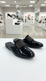 Black Embellished Patent Leather Mules loafers