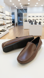 PELE WANCH Textured Tan/Brown Leather Driving Loafers