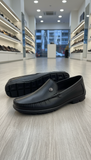 RINATO Stylish Black Leather Moccasin Loafers with Medallion loafers