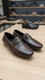 FRGMO Deep Brown Pebbled Leather Bit Loafers