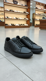 AX Classic Edge: All-Black Faux Leather Low-Top Sneakers