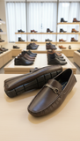 FRGMO Deep Brown Pebbled Leather Bit Loafers